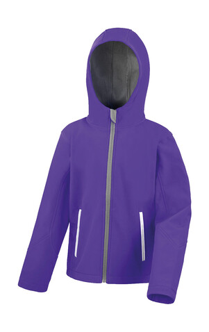 Result Kids TX Performance Hooded Softshell Jacket, Purple/Grey, 2XL (13-14) bedrucken, Art.-Nr. 880333647