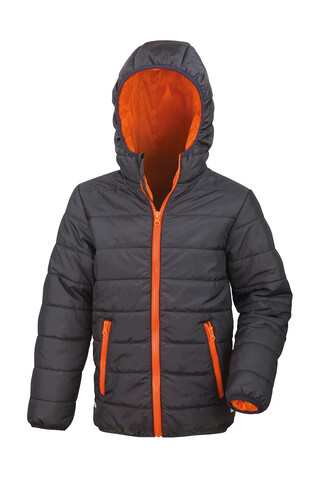 Result Junior/Youth Soft Padded Jacket, Black/Orange, L (9-10) bedrucken, Art.-Nr. 881331785
