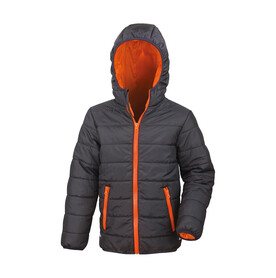 Result Junior/Youth Soft Padded Jacket, Black/Orange, 2XS (2-3) bedrucken, Art.-Nr. 881331781
