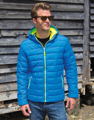 Result Snow Bird Hooded Jacket, Ocean Blue/Lime Punch, M bedrucken, Art.-Nr. 891333584