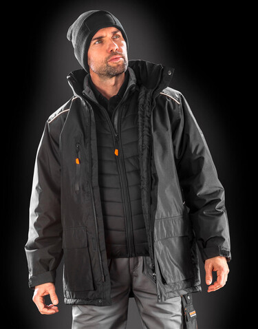 Result Work-Guard Vostex Long Coat, Black, 2XL bedrucken, Art.-Nr. 905331017