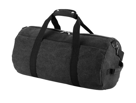 Bag Base Vintage Canvas Barrel Bag, Vintage Black, One Size bedrucken, Art.-Nr. 912291120