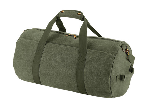 Bag Base Vintage Canvas Barrel Bag, Vintage Military Green, One Size bedrucken, Art.-Nr. 912295160