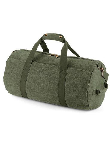 Bag Base Vintage Canvas Barrel Bag, Vintage Military Green, One Size bedrucken, Art.-Nr. 912295160