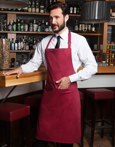 Karlowsky Bib Apron Basic with Pocket, Bordeaux, One Size bedrucken, Art.-Nr. 913674460