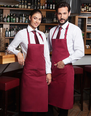 Karlowsky Bib Apron Basic with Pocket, Bordeaux, One Size bedrucken, Art.-Nr. 913674460