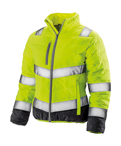 Result Women`s Soft Padded Safety Jacket, Fluo Yellow/Grey, M bedrucken, Art.-Nr. 916336754
