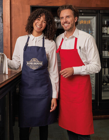 SG ACCESSORIES - BISTRO LISBON 100% Cotton Bib Apron, Grey, One Size bedrucken, Art.-Nr. 920591210