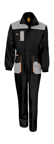 Result LITE Coverall, Black/Grey/Orange, 2XL bedrucken, Art.-Nr. 921331976