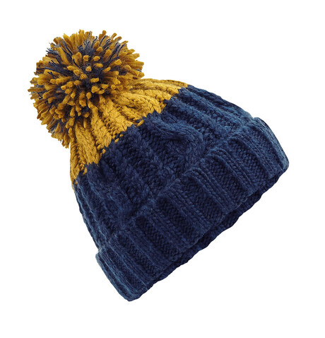 Beechfield Apres Beanie, Oxford Navy/Mustard, One Size bedrucken, Art.-Nr. 921692770 Beechfield Apres Beanie, Oxford Navy/Mustard, One Size bedrucken, Art.-Nr. 921692770