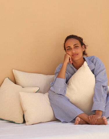 Westford Mill Fairtrade Cotton Piped Cushion Cover, Natural/Sage Green, One Size bedrucken, Art.-Nr. 924280750