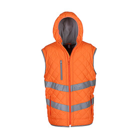 Yoko Fluo Kensington Hooded Gilet, Fluo Orange, S bedrucken, Art.-Nr. 927774053
