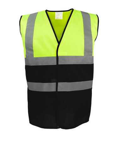 Yoko Hi-Vis Two-Tone Waistcoat, Fluo Yellow/Black, S bedrucken, Art.-Nr. 931776503