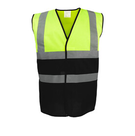 Yoko Hi-Vis Two-Tone Waistcoat, Fluo Yellow/Black, S bedrucken, Art.-Nr. 931776503