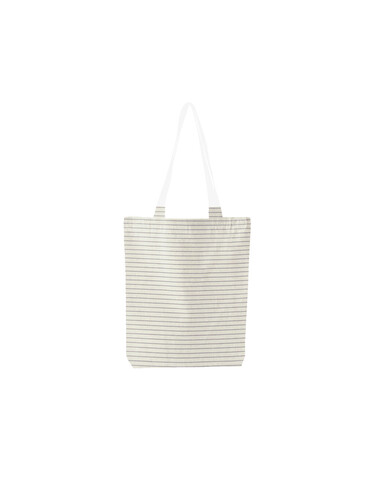 Westford Mill Striped Organic Cotton Tote, Grey Stripe, One Size bedrucken, Art.-Nr. 932281320