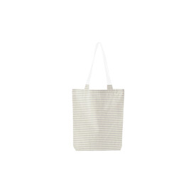Westford Mill Striped Organic Cotton Tote, Grey Stripe, One Size bedrucken, Art.-Nr. 932281320