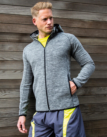 Result Men`s Microfleece Hoodi, Marl Grey/Black, XL bedrucken, Art.-Nr. 933331486