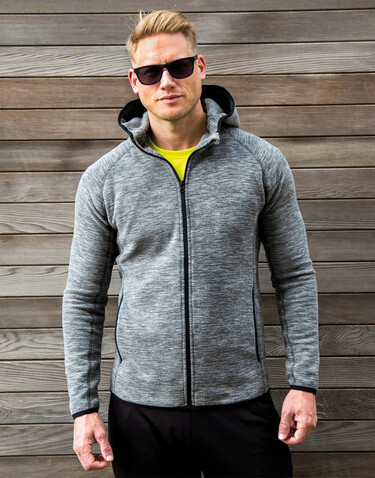 Result Men`s Microfleece Hoodi, Marl Grey/Black, XL bedrucken, Art.-Nr. 933331486