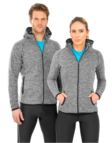 Result Men`s Microfleece Hoodi, Marl Grey/Black, 3XL bedrucken, Art.-Nr. 933331488