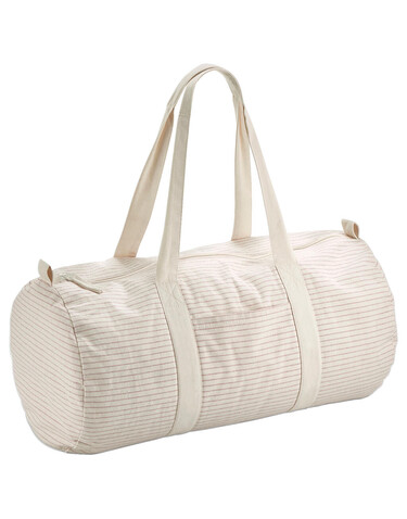 Westford Mill Striped Organic Cotton Barrel Bag, Red Stripe, One Size bedrucken, Art.-Nr. 935284080