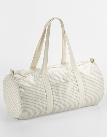 Westford Mill Striped Organic Cotton Barrel Bag, Red Stripe, One Size bedrucken, Art.-Nr. 935284080