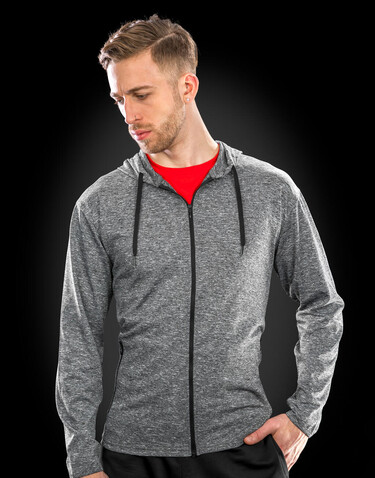 Result Men`s Hooded Tee-Jacket, Marl Grey, 2XL bedrucken, Art.-Nr. 936331187