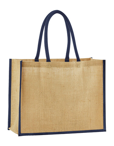 Westford Mill Natural Starched Jute Classic Shopper, Natural/Navy, One Size bedrucken, Art.-Nr. 937280600