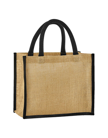 Westford Mill Natural Starched Jute Midi Tote, Natural/Black, One Size bedrucken, Art.-Nr. 938280560