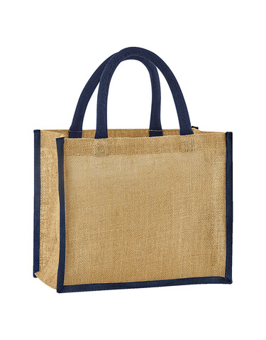 Westford Mill Natural Starched Jute Midi Tote, Natural/Navy, One Size bedrucken, Art.-Nr. 938280600