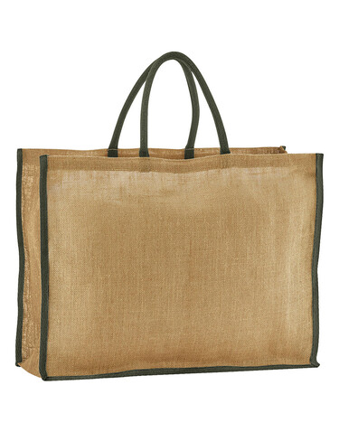 Westford Mill Natural Starched Jute Market Shopper, Natural/Olive Green, One Size bedrucken, Art.-Nr. 939280800
