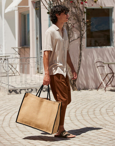Westford Mill Natural Starched Jute Market Shopper, Natural/Olive Green, One Size bedrucken, Art.-Nr. 939280800