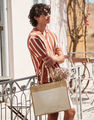 Westford Mill Cotton Pocket Natural Starched Jute Shopper, Natural, One Size bedrucken, Art.-Nr. 941280080