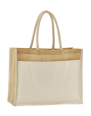 Westford Mill Cotton Pocket Natural Starched Jute Shopper, Natural, One Size bedrucken, Art.-Nr. 941280080