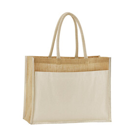 Westford Mill Cotton Pocket Natural Starched Jute Shopper, Natural, One Size bedrucken, Art.-Nr. 941280080