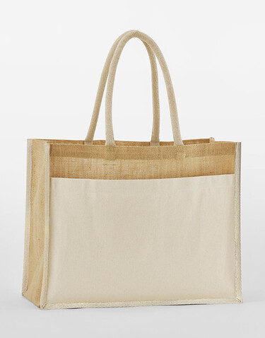 Westford Mill Cotton Pocket Natural Starched Jute Shopper, Natural, One Size bedrucken, Art.-Nr. 941280080