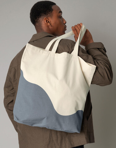 Westford Mill Organic Cotton Wave Print Maxi Tote, Natural/Caramel, One Size bedrucken, Art.-Nr. 947280520