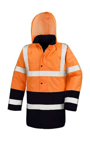 Result Core Motorway 2-Tone Safety Coat, Fluorescent Orange/Black, S bedrucken, Art.-Nr. 949334783