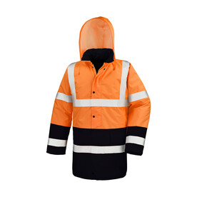 Result Core Motorway 2-Tone Safety Coat, Fluorescent Orange/Black, S bedrucken, Art.-Nr. 949334783