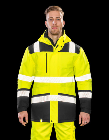 Result Printable Waterproof Softshell Safety Coat, Fluorescent Orange/Black, M bedrucken, Art.-Nr. 950334784
