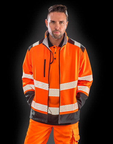 Result Printable Ripstop Safety Softshell, Fluorescent Orange/Black, S bedrucken, Art.-Nr. 951334783