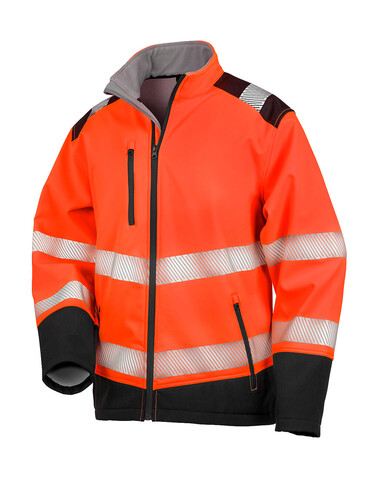 Result Printable Ripstop Safety Softshell, Fluorescent Orange/Black, S bedrucken, Art.-Nr. 951334783