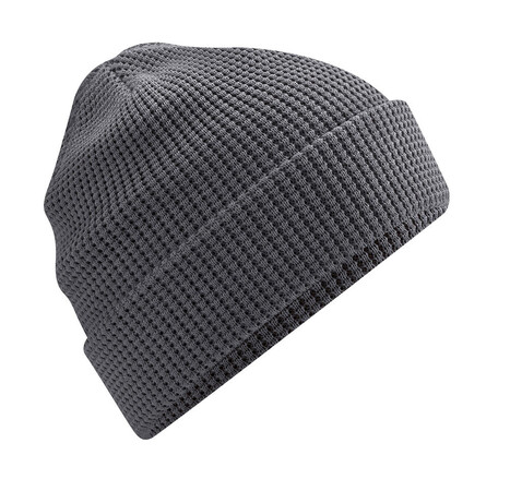 Beechfield Organic Cotton Waffle Beanie, Graphite Grey, One Size bedrucken, Art.-Nr. 952691310
