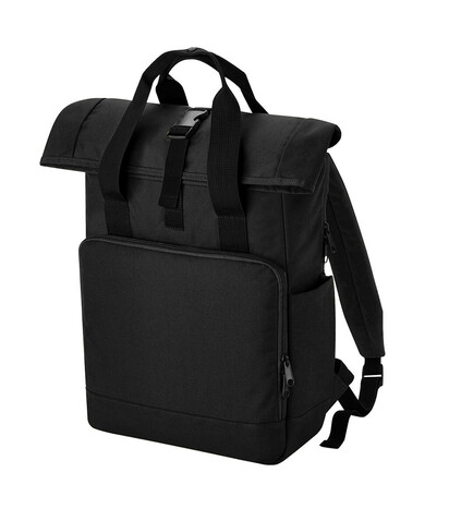 Bag Base Recycled Twin Handle Roll-Top Laptop Backpack, Black, One Size bedrucken, Art.-Nr. 959291010