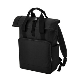 Bag Base Recycled Twin Handle Roll-Top Laptop Backpack, Black, One Size bedrucken, Art.-Nr. 959291010