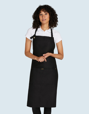 SG ACCESSORIES - BISTRO PROVENCE - Eyelet Bib Apron with Pocket, Black, One Size bedrucken, Art.-Nr. 963591010
