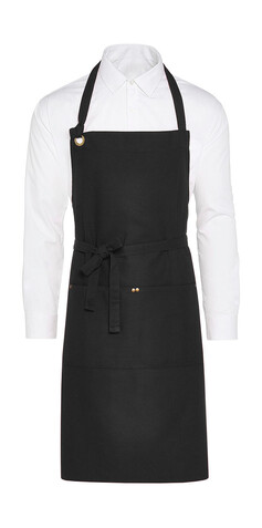 SG ACCESSORIES - BISTRO PROVENCE - Eyelet Bib Apron with Pocket, Black, One Size bedrucken, Art.-Nr. 963591010