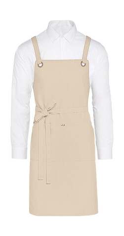 SG ACCESSORIES - BISTRO PROVENCE - Crossover Eyelets Bib Apron with Pocket, Natural, One Size bedrucken, Art.-Nr. 965590080