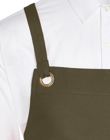 SG ACCESSORIES - BISTRO PROVENCE - Crossover Eyelets Bib Apron with Pocket, Natural, One Size bedrucken, Art.-Nr. 965590080