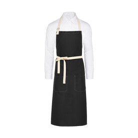 SG ACCESSORIES - BISTRO SANTORINI - Contrasted Bib Apron with Pocket, Black, One Size bedrucken, Art.-Nr. 966591010