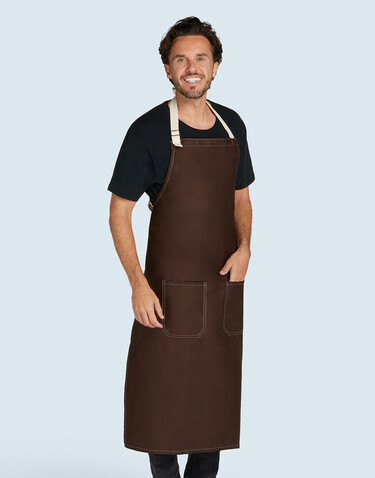 SG ACCESSORIES - BISTRO SANTORINI - Contrasted Bib Apron with Pocket, Black, One Size bedrucken, Art.-Nr. 966591010